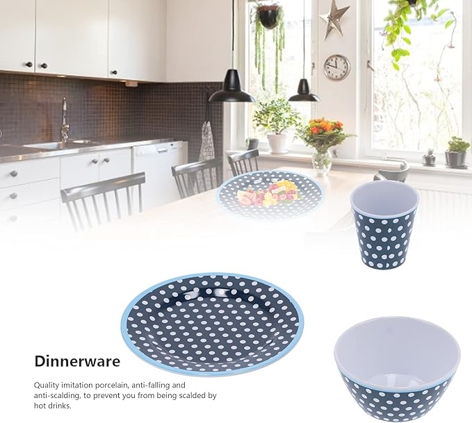 Dark Blue Dot Dinnerware Set Quality Multi Purpose Kitchenware for Home Restaurant