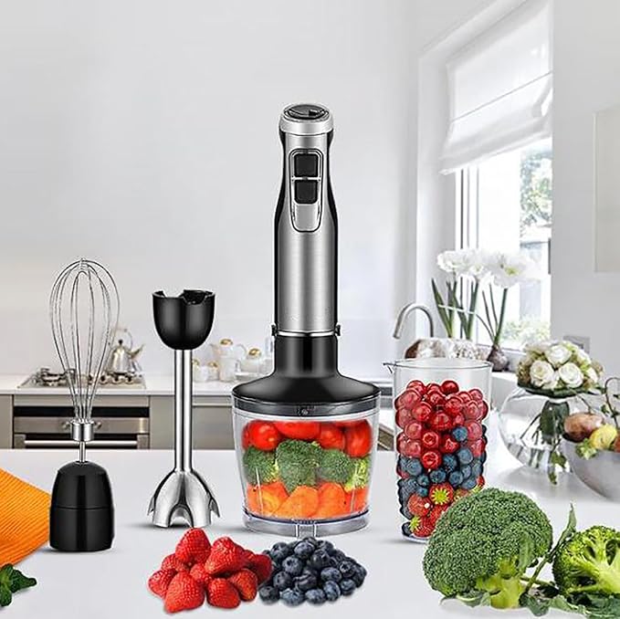 Cordless Immersion Mixer Handheld Immersion Blender With 500ml Mixing Beaker 1200W Strong Power and 6 Gear Speed Adjustable Detachable Design and Easy To Cleaning for Make Shakes Smoothies