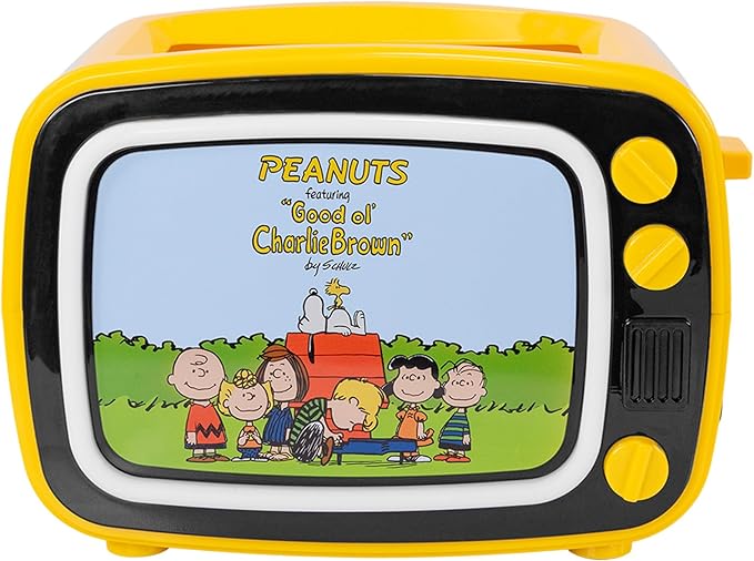 Uncanny Brands Peanuts Retro TV Toaster with Light Up Frame Two Slice Model with Snoopy Artwork Themed Kitchen Appliance