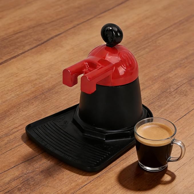 Double Spout Coffee Maker Efficient Lightweight Design for Quick Brewing for Home Aluminum Alloy BlackRed