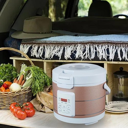 12V 24V Portable Car 3L Electric Rice Cooker 26x23cm Portable Multifunctional Professional for Keeping Warm Rice Cooking Pot B(Style A)