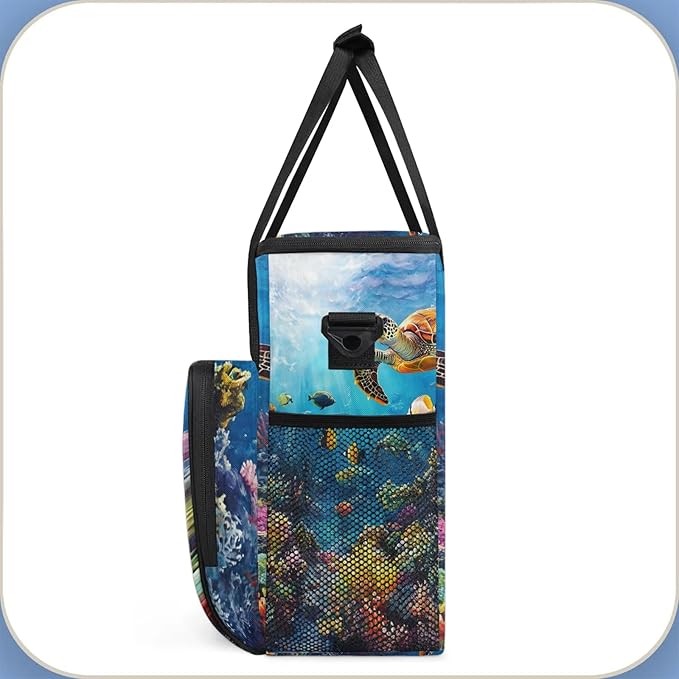 Sea Turtles Coffee Maker Travel Bag Ocean Animal Insulated Grocery Bag Travel Picnic Leakproof Cooler Bags With Shoulder Strap
