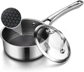 Sauce pan with lid1.5 Quart Hybrid Nonstick Sauce pans set Stainless Steel cookwarenon stick Pots PFOA FreeWorks on InductionCeramic and Gas Cooktops