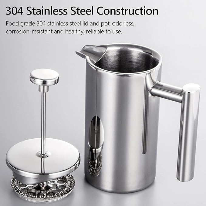 TARSHYRY French Press Coffee 350ml 800ml 1000ml French Press Coffee Maker Stainless Steel Double Walled Insulated Coffee Maker Pot Dishwasher Coffee Pot (800ml)