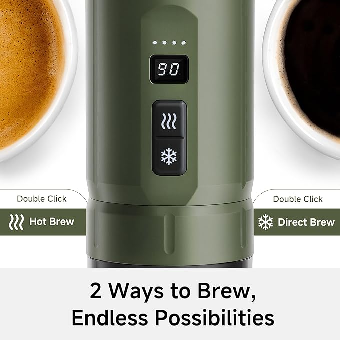 HIBREW H4C Explorer - Portable Electric Espresso Maker USB-C Rechargeable for Coffee Pods &amp Ground Coffee Compact for Home and Travel with Foldable Holder &amp Carrying Case