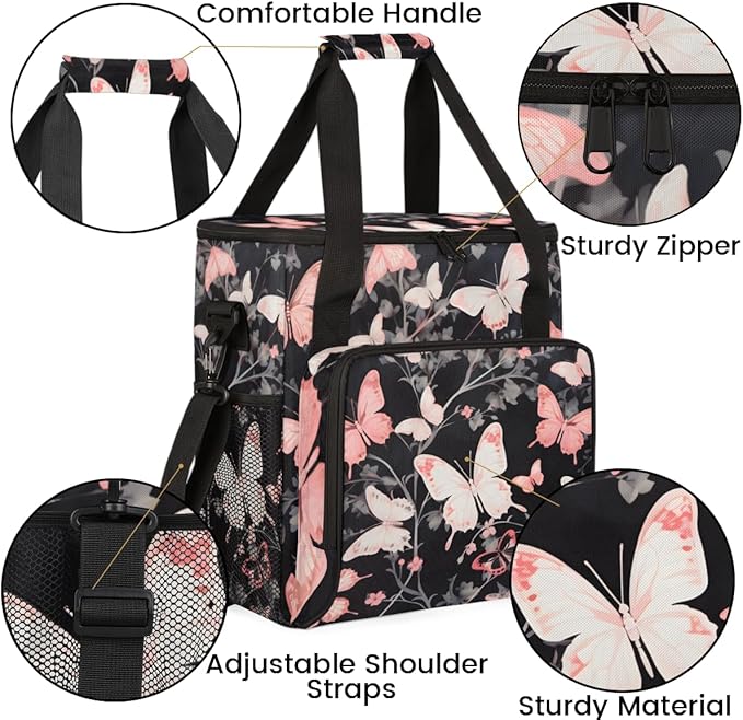 Abstract Butterfly Coffee Maker Carrying Bag Graffiti Butterfly Travel Storage Bag Compatible with K-Mini or K-Mini Plus Single Serve Coffee Brewer Carrying Case with Pockets &amp Shoulder Strap