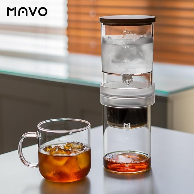 Iced Coffee Cold Brew Drip Maker 300ml/10oz Cold Brew Coffee Maker with 2 Filter Ice Coffee Machine for Home