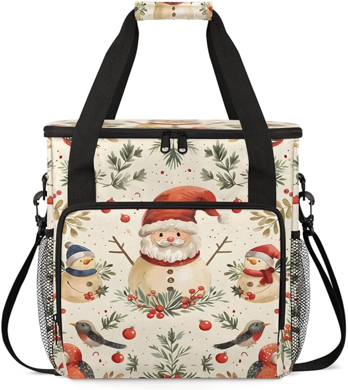 Fantastic Santa Claus Coffee Maker Carrying Bag Modern Santa Claus Travel Storage Bag Compatible with K-Mini or K-Mini Plus Single Serve Coffee Brewer Carrying Case with Pockets &amp Shoulder Strap