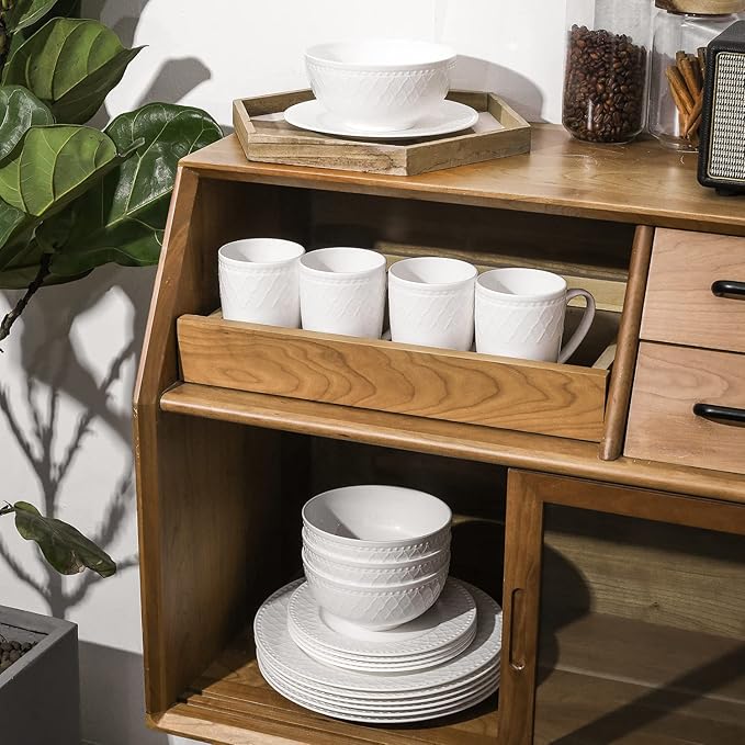 Stone Lain Alexandria 32-Piece Dinnerware Set Bone China White