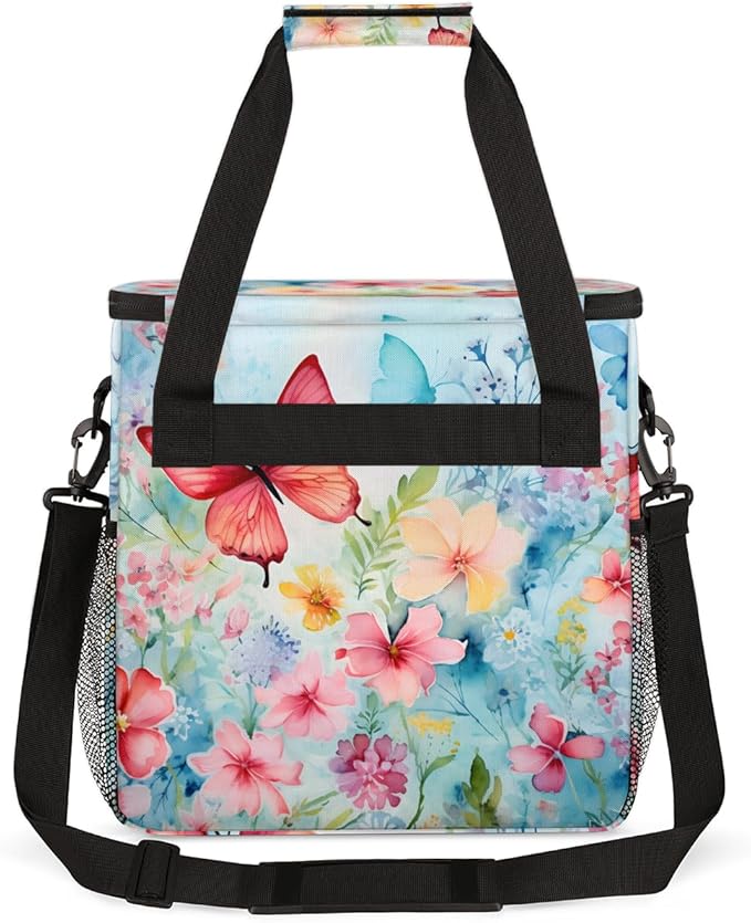 Abstract Butterfly Coffee Maker Carrying Bag Watercolor Butterfly Travel Storage Bag Compatible with K-Mini or K-Mini Plus Single Serve Coffee Brewer Carrying Case with Pockets &amp Shoulder Strap