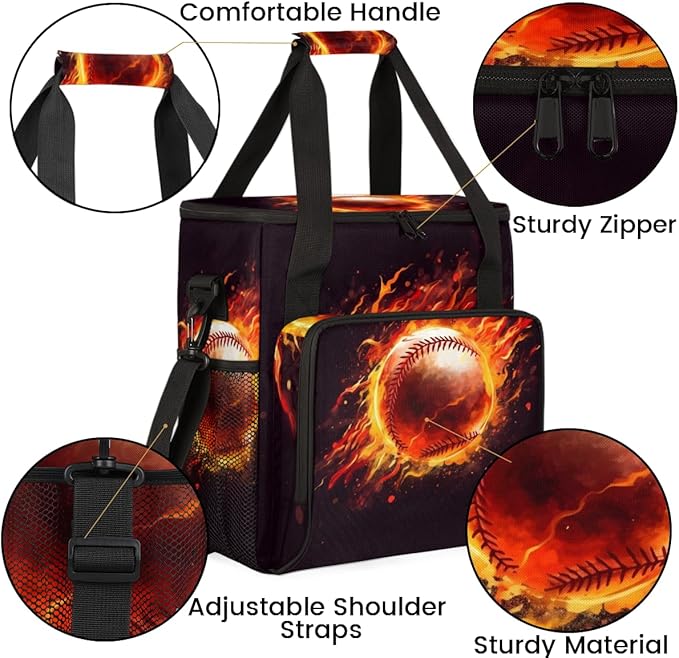 Flame Baseball Coffee Maker Carrying Bag Fire Baseball Travel Storage Bag Compatible with K-Mini or K-Mini Plus Single Serve Coffee Brewer Carrying Case with Multiple Pockets &amp Shoulder Strap