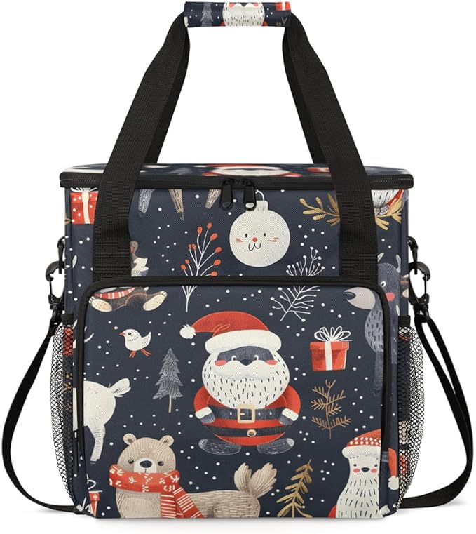 Mystical Santa Claus Coffee Maker Carrying Bag Portable Travel Storage Tote Bag Compatible with K-Mini or K-Mini Plus Single Serve Coffee Brewer Carrying Case with Multiple Pockets &amp Shoulder St