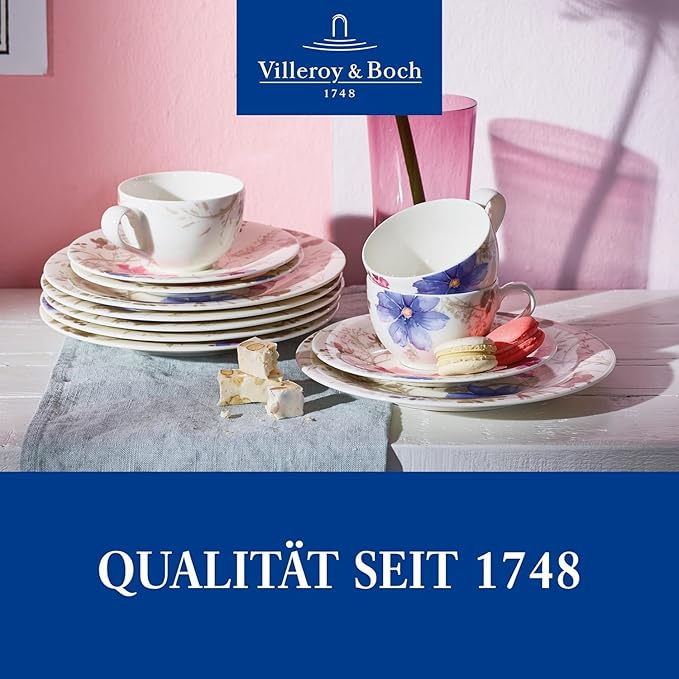 Villeroy &amp Boch Mariefleur Gris Basic Coffee Set for up to 6 People 18 Pieces Premium Porcelain White/Blue/Grey
