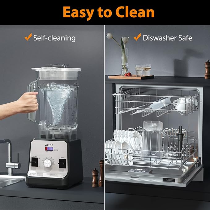 Aeitto Blender with 1500-Watt Motor 68 Oz Large Capacity Blenders for Kitchen Professional Countertop Blenders for Ice Crush Frozen Drinks Silver