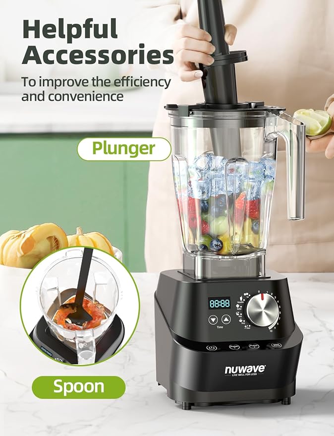 Nuwave Infinity Commercial Blender Heavy-Duty Smoothie Blender w/ 2.5HP Copper Motor &amp Laser-Cut Blades Last 100 Years Quick Ice Crushing 64oz Tritan Jar NSF Certified 10 Speeds Self-Cleani