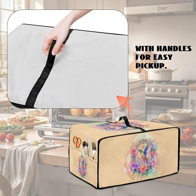 Toaster Cover Sea Turtle Hummingbird Flower Printed Bread Maker Machine Covers Heavy Duty Microwave Toaster Oven Dust Cover for Kitchen Counter Kitchen Small Appliance Cover L