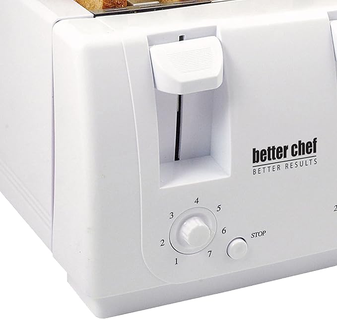 4 Slice Dual-control Toaster In White Removable Crumb Tray