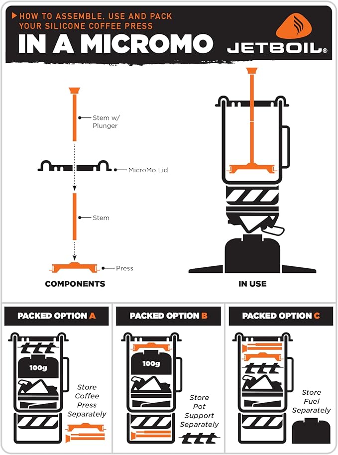 Jetboil Silicone French Press Coffee Maker Camping Stoves Regular