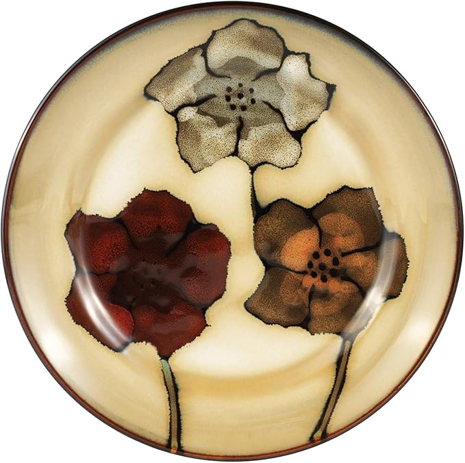 Pfaltzgraff Painted Poppies 16-Piece Dinnerware Set Service for 4 Colorful Floral Stoneware Plates Bowls and Mugs Microwave and Dishwasher Safe