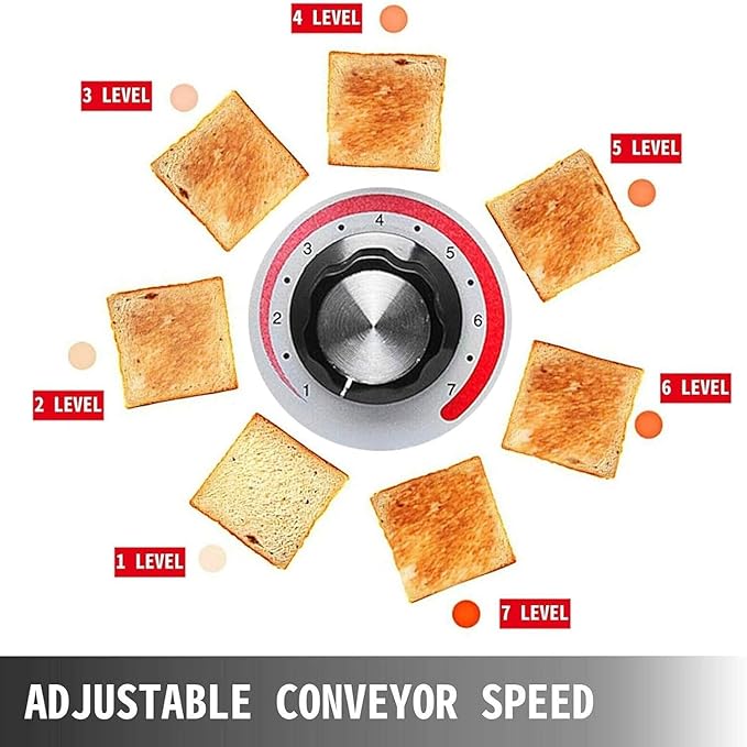 Commercial Conveyor Toaster Oven – High-Efficiency Drawer Toaster (150/300/450 PCS/H) with Dual Heating Tubes Stainless Steel Design for Toasting Bread Bagels and Breakfast Foods(300)