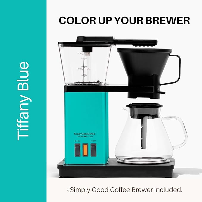 SimplyGoodCoffee Coffee Maker/Coffee Machine. 8 Cup Automatic Drip Pour Over Coffee Brewer With Vinyl Wrap Custom Kit. Easy To Use Gold Cup Standard. Teal Blue