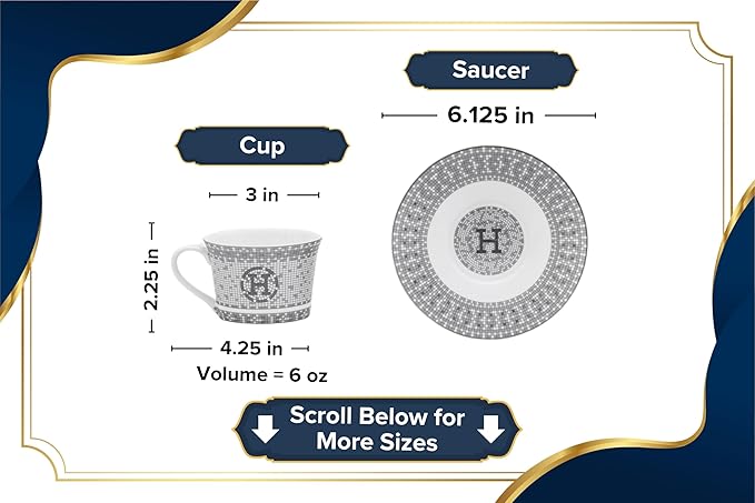 Dinnerware Set for 4-16 Piece Porcelain Dishes - Gorgeous White and Silver Intricate Geometric Mosaic Design - Premium Kitchen Set - For Everyday Use and Formal Occasions (58 Piece Set)