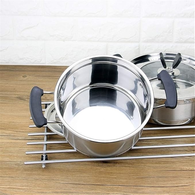 Pot Set Stainless Steel Cookware Set Kitchen Cookware and Cookware Set of 3 Suitable for All Stoves Including Induction Cookers Cookware Cooking Set(A)