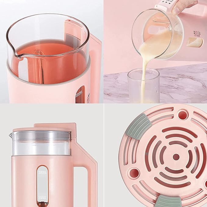 Mini Soybean Milk Maker 500ml Multifunction Heatable Soybean Milk Machine Easy to Clean Soybean Making Machine Nut Milk Maker Household Fruit Juice Cooking Machine