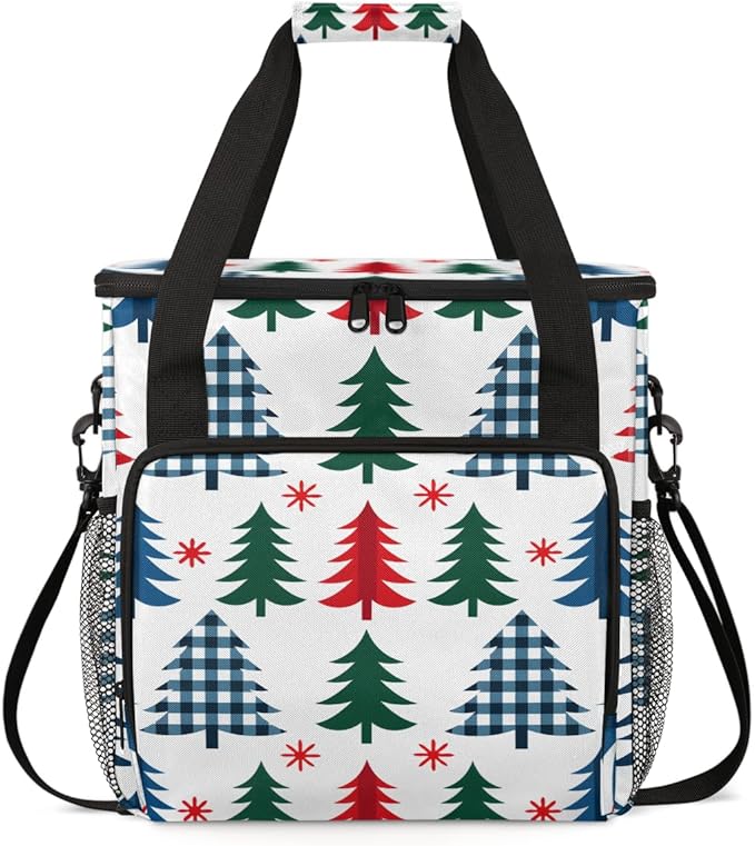 Abstract Tree Christmas Coffee Maker Carrying Bag Travel Storage Bag Compatible with K-Mini or K-Mini Plus Single Serve Coffee Brewer Carrying Case with Multiple Pockets &amp Shoulder Strap