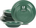 Stone Lain Orbit 12-Piece Dinnerware Set Stoneware Plates and Bowls Set Pasta Bowls Microwave and Dishwasher Safe Dish Set for 4 Green