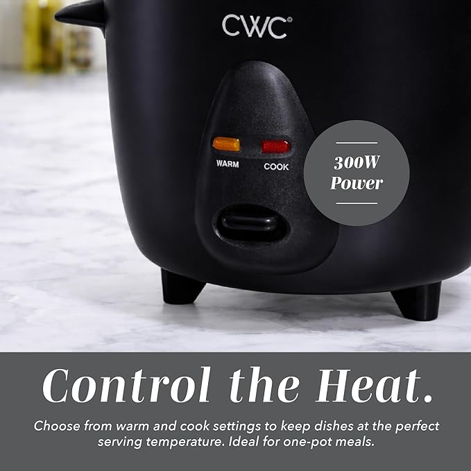 COOK WITH COLOR 6 Cup Rice Cooker 300W - Effortless Cooking and Perfectly Cooks 3 Cups of Raw Rice for 6 Cups of Cooked Rice Black