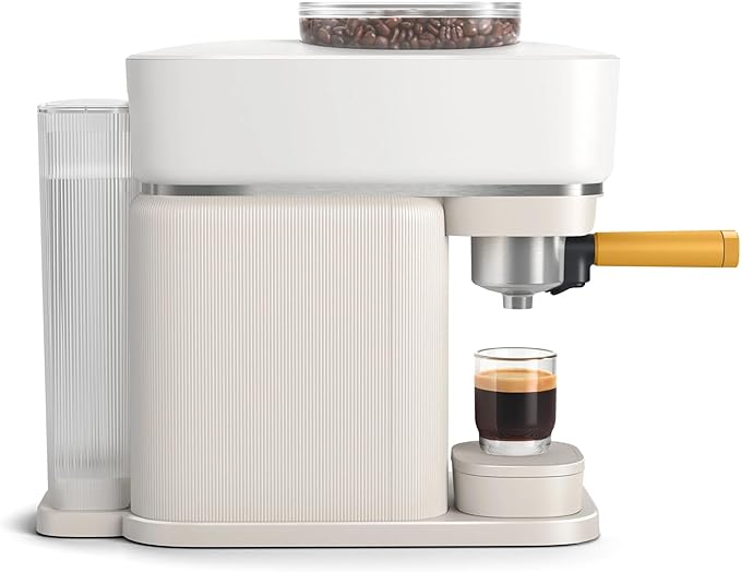 Philips Baristina Espresso Machine Grind Tamp &amp Brew Coffee Beans in One Swipe Compact 16 Bar Pump Pressure Automatic Grinder White with Mango Portafilter (BAR310/50)