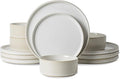 Ceramic Dinnerware Sets of 4 12 Pieces Plates and Bowls Sets for kitchen Oven Microwave and Dishwasher Safe