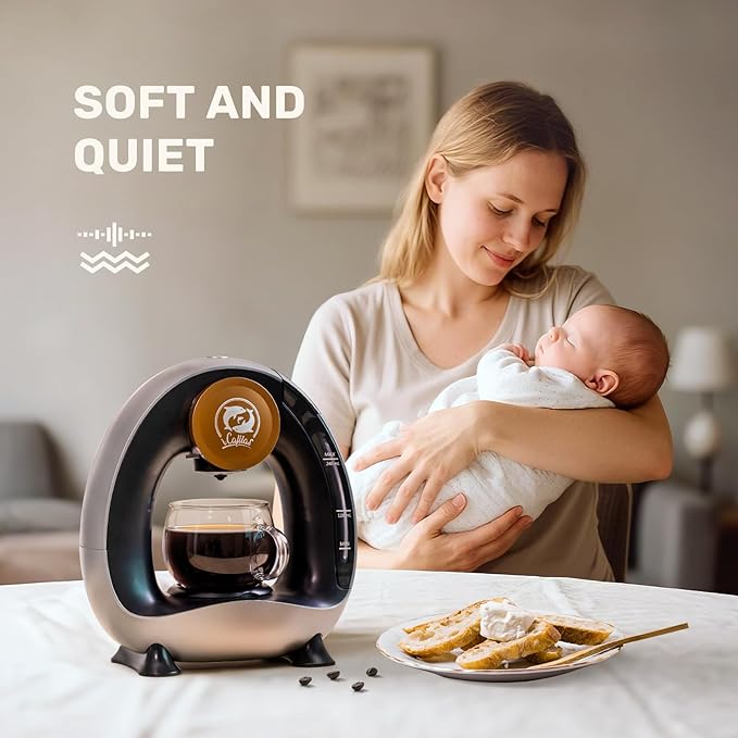 2-in-1 Coffee Maker Fast Brew in 1.5mins Single Serve Coffee Machine Compatible with K-Cup Pods &amp Ground Coffee 1400W 20s Preheat Compact for HomeSmall PlaceOffice &amp RV 8ozDark Grey