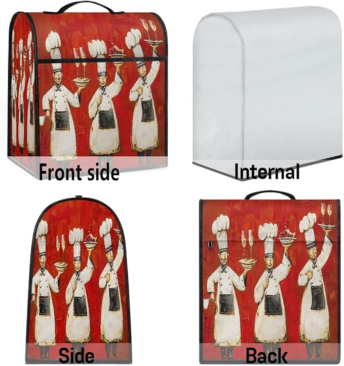 cfpolar Kitchen Aid Mixer Cover Compatible with 6-8 Quarts Chef Red Blackground Stand Mixer Cover Kitchen Aid Mixers Accessories Appliance Organizer