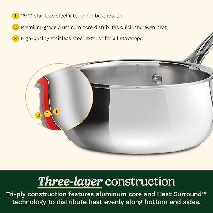 Cuisinart 15 Piece PureClad Triple-Ply Stainless Steel Cookware Set PCST-15