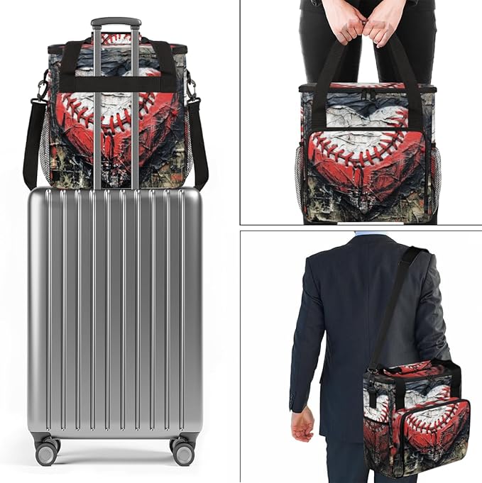 Heart Baseball Coffee Maker Carrying Bag Cute Baseball Travel Storage Bag Compatible with K-Mini or K-Mini Plus Single Serve Coffee Brewer Carrying Case with Multiple Pockets &amp Shoulder Strap
