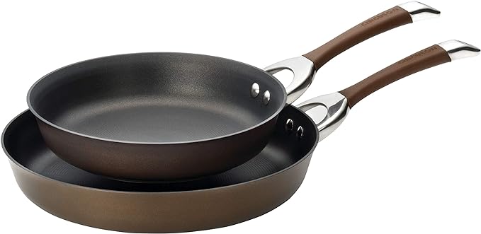 Circulon Symmetry Hard Anodized Nonstick Frying Pan Set / Fry Pan Set / Hard Anodized Skillet Set - 10 Inch and 12 Inch Brown