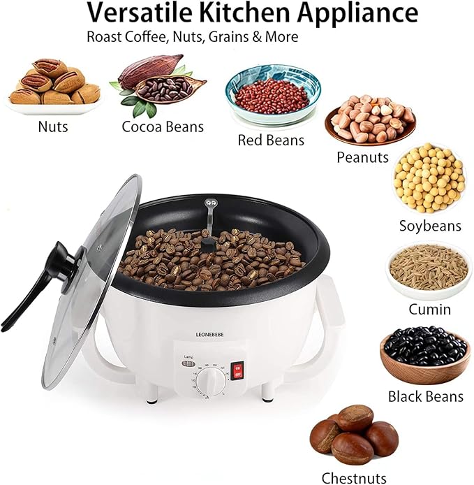 Home Coffee Bean Roaster Machine for Beginner Electric Nut Peanut Cashew Chestnuts Roasting Machine 750g Capacity