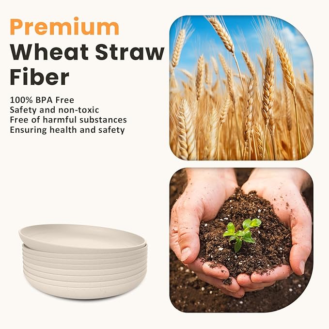 Homienly 20 PCS Premium Wheat Straw Dinnerware Sets Reusable Cups Plates and Bowls Sets for Kitchen Lightweight and Unbreakable Dishwasher and Microwave Safe Dishes Set - Beige