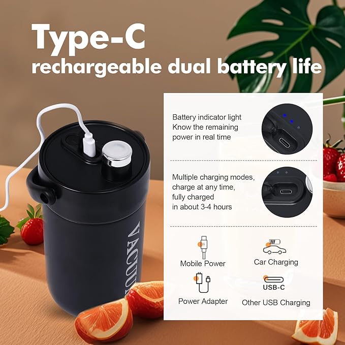 Portable Blender for Smoothies Travel Blender Cordless with Insulated Cup