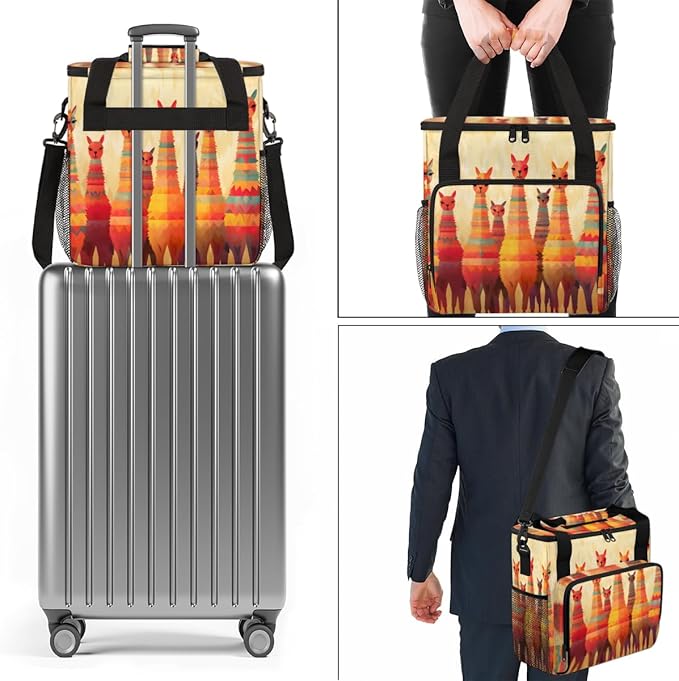 Alpaca Coffee Maker Carrying Bag Aztec Alpaca Portable Travel Storage Tote Bag Compatible with K-Mini or K-Mini Plus Single Serve Coffee Brewer Carrying Case with Multiple Pockets &amp Shoulder Str