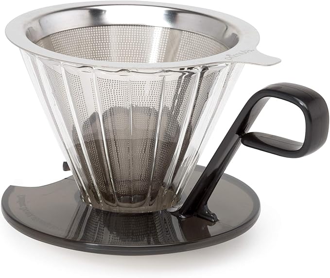 Primula Seneca Pour Over Coffee Maker Removable Ultra Fine Micro Mesh Stainless Steel Filter 4.8 x 4.8 x 4.8 inches Black