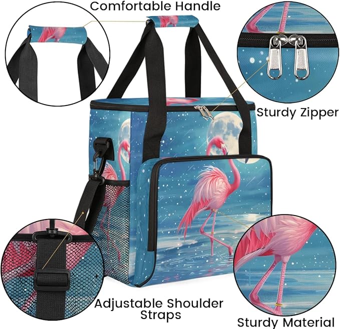 Coffee Maker Carrying Bag Moon Flamingo Single Cup Coffee Maker Travel Bag Compatible with Keurig K-Mini or K-Mini Plus Portable Storage Bag with Shoulder StrapAZ-204