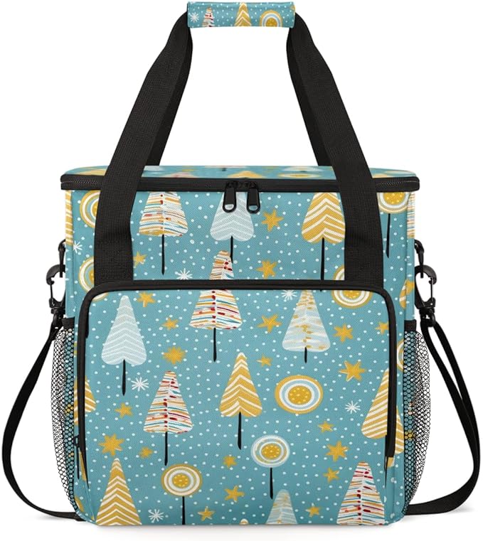 Xmas Tree Coffee Maker Carrying Bag Graffiti Tree Travel Storage Bag Compatible with K-Mini or K-Mini Plus Single Serve Coffee Brewer Carrying Case with Multiple Pockets &amp Shoulder Strap