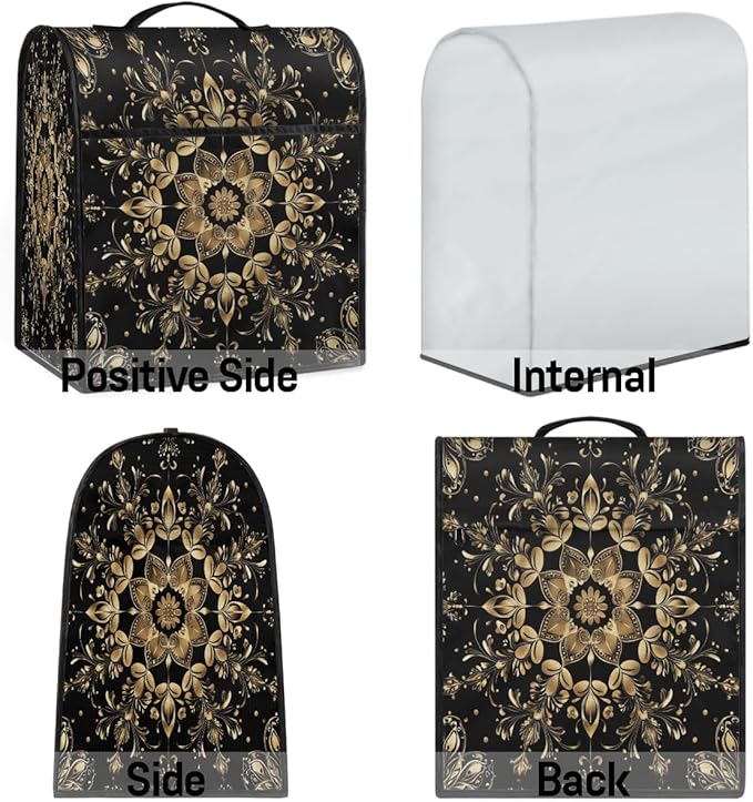 cfpolar Kitchen Aid Mixer Cover Compatible with 6-8 Quarts Bohemian Mandala Gold Stand Mixer Cover Kitchen Aid Mixers Accessories Appliance Organizer Bag Dust Covers with Zipper Pocket