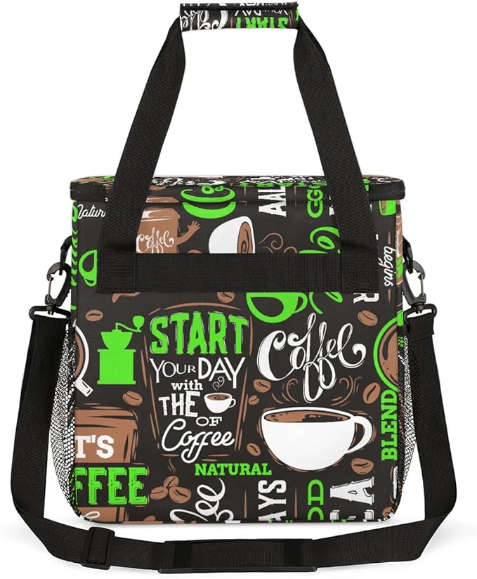 coffee beans cup green Coffee Maker Carring Bag Travel Carrying Storage Tote Bag Compatible with Keurig K-Mini or K-Mini Plus Portable Single Serve Coffee Brewer Case with Pockets for K-cup Pods