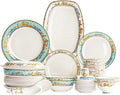 56-Piece Bone China Dinnerware Set Nordic Ceramic Dinner Plates Set Porcelain Tableware Set Bowls/Plates/Dishes/Pot Dish Set Service for 10 Health Kitchen Dining Su