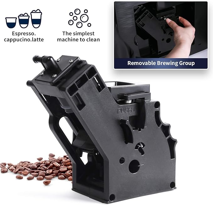 Hipresso Super Fully Automatic Espresso Coffee Machine-7 HD TFT Touchscreen with Milk Frother 19 Bar Pressure