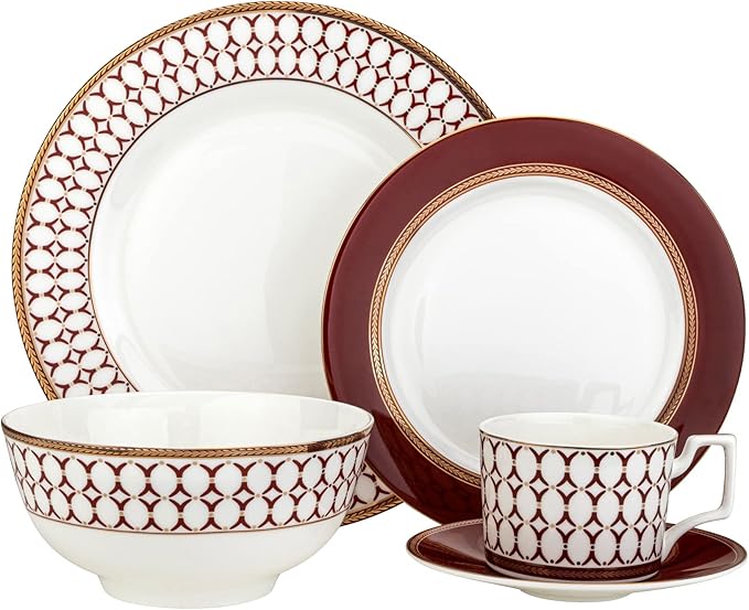 20pcs Bone China Porcelain Dinnerware Set Elegant Dinner Service for 4 - Dinner Plates Soup Plates